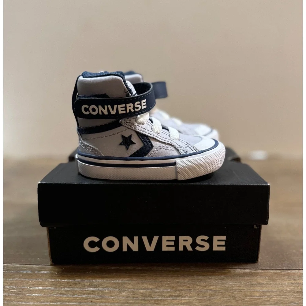 Converse Pro Blaze Strap Hi Kids Sneakers Grey Navy A08475C Size 4 Infant